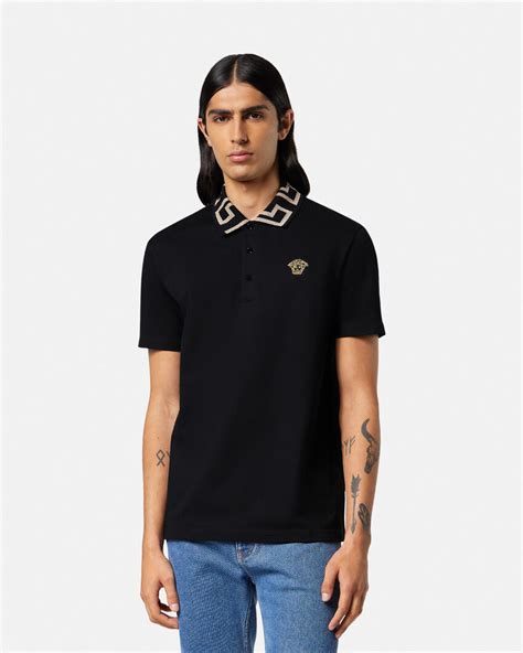 versace key shirt|Greca Polo Shirt Black .